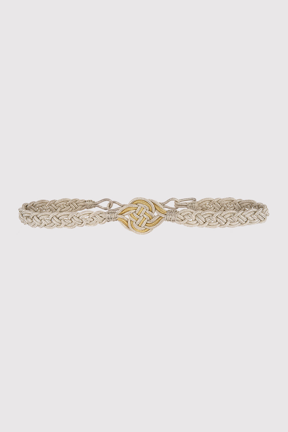 Rania Metallic Braided Rope Waist Belt in Silver
