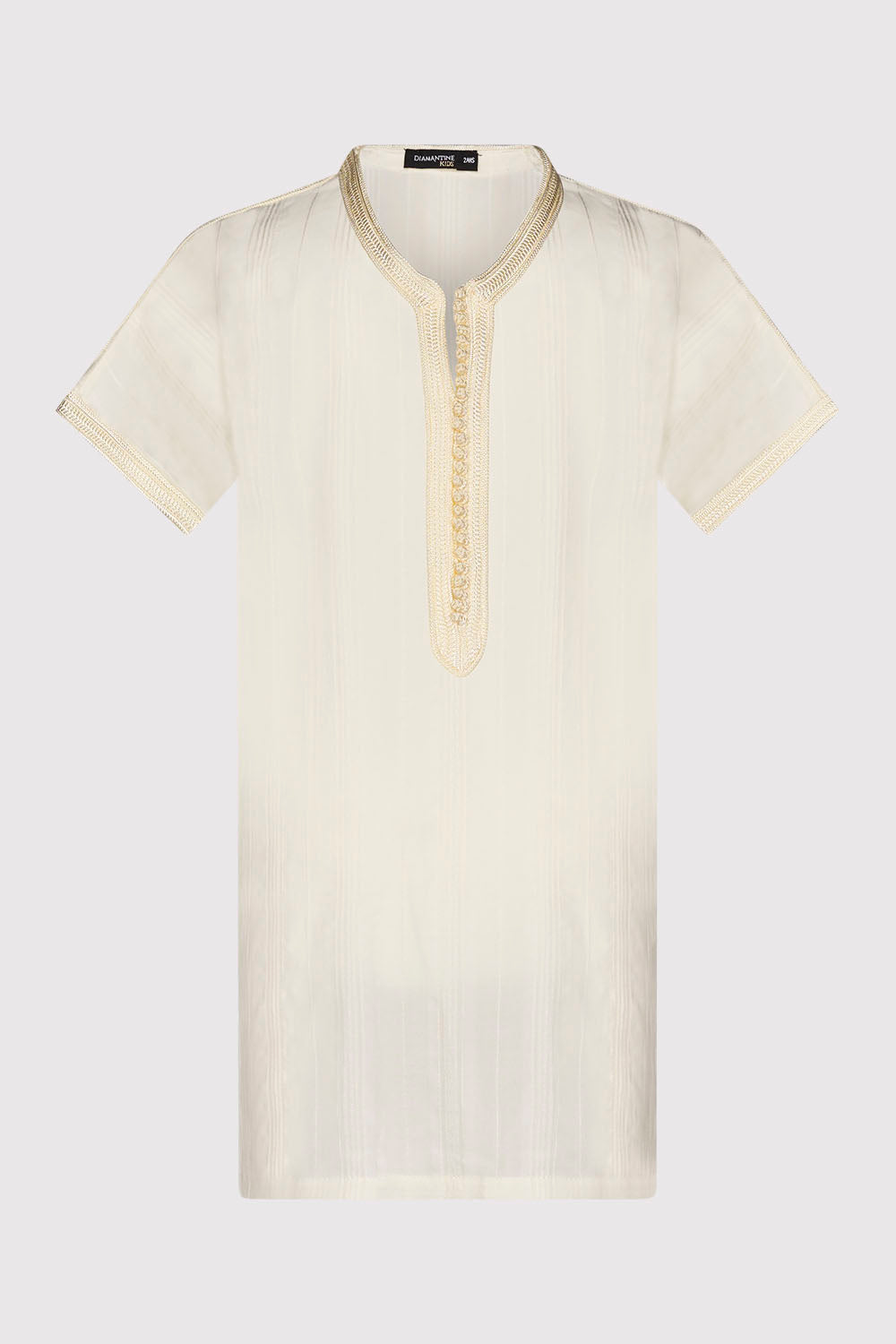 Gandoura Haroun Boy's Short Sleeve Collarless Long Robe Thobe in Beige (2-12yrs)