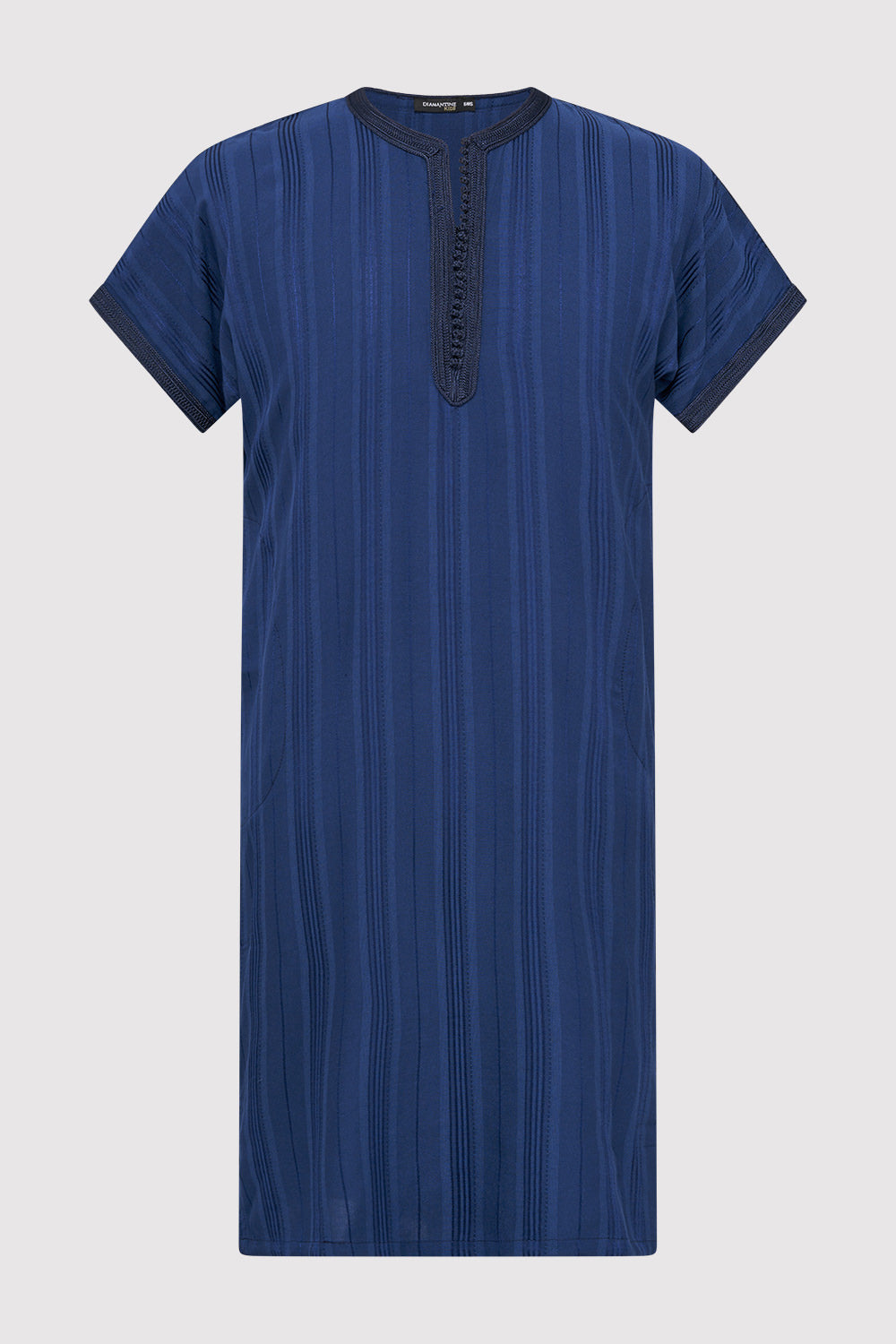 Gandoura Haroun Boy's Short Sleeve Collarless Long Robe Thobe in Marine (2-12yrs)