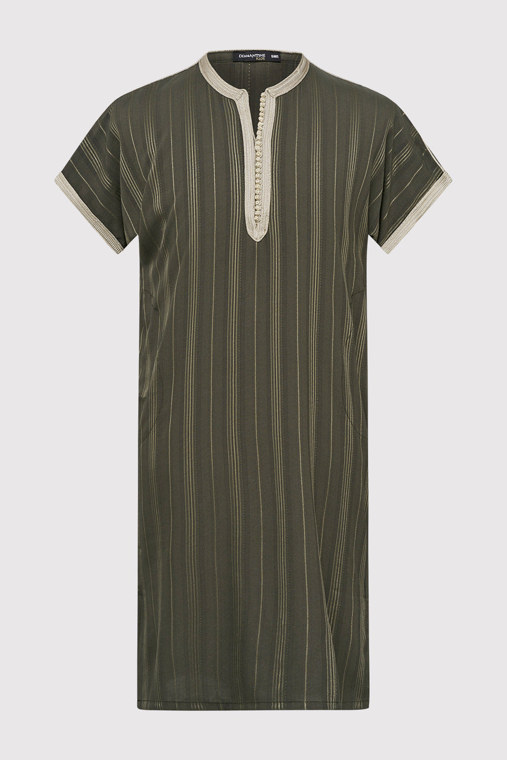 Gandoura Haroun Boy's Short Sleeve Collarless Long Robe Thobe in Khaki (2-12yrs)