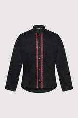 Long Sleeve Button-Up Boy's Shirt with Contrast Stitching in Black (2-12yrs)
