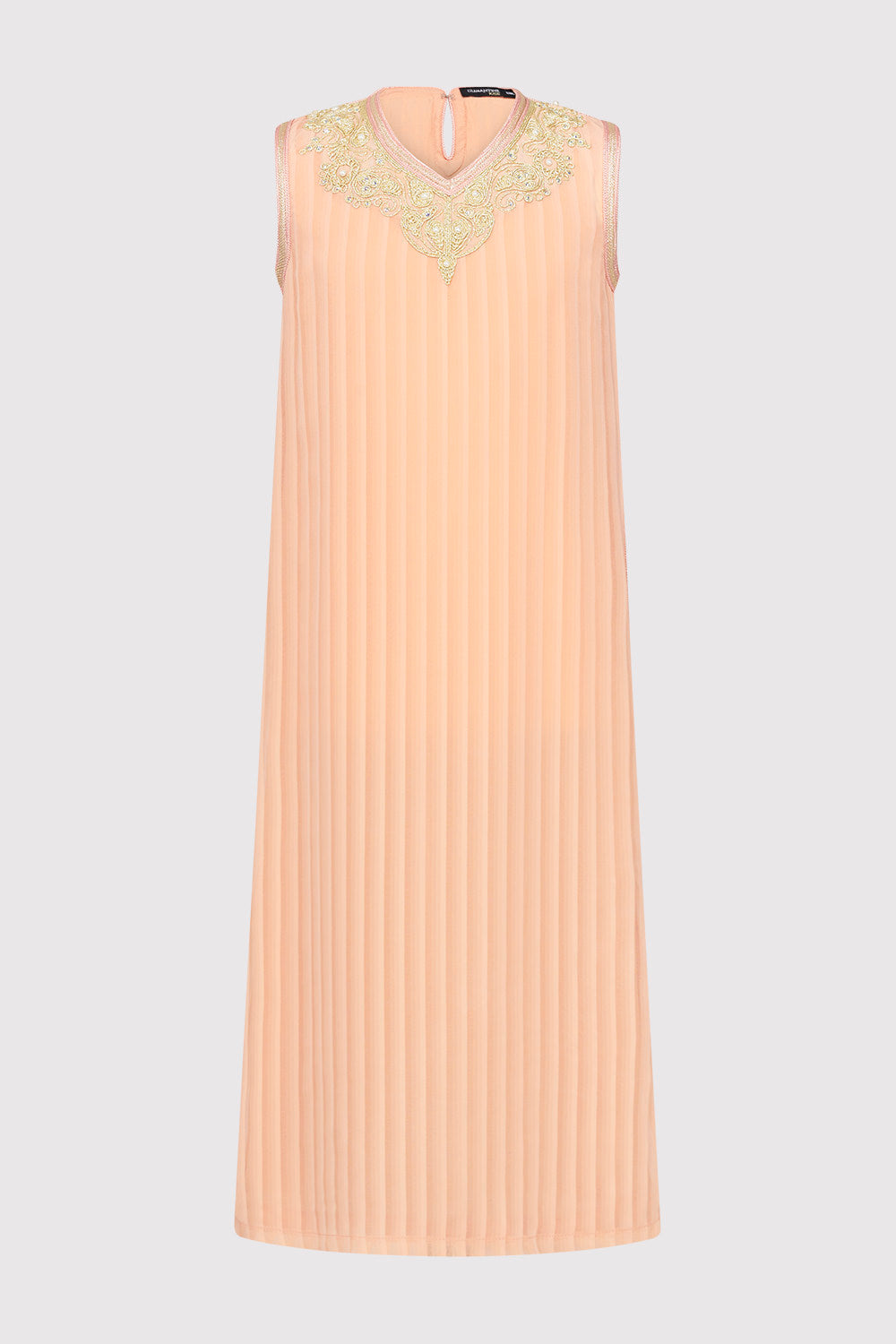 Kaftan Naghma Girl's Sleeveless V-Neck Ribbed Long Dress in Coral (2-12yrs)