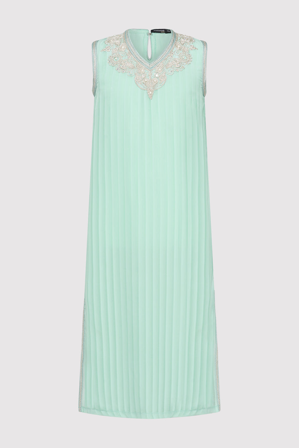 Kaftan Naghma Girl's Sleeveless V-Neck Ribbed Long Dress in Mint Green (2-12yrs)