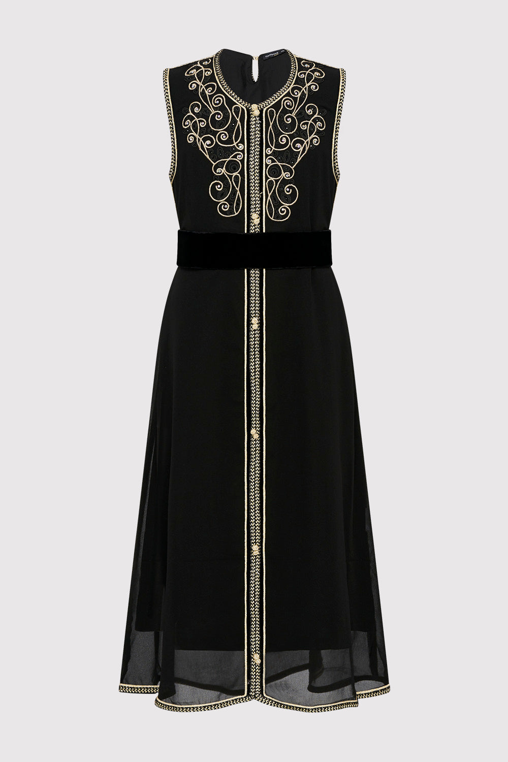 Kaftan Aryame Girl's Sleeveless Occasion Wear Party Dress and Waist Belt in Black (2-12yrs)