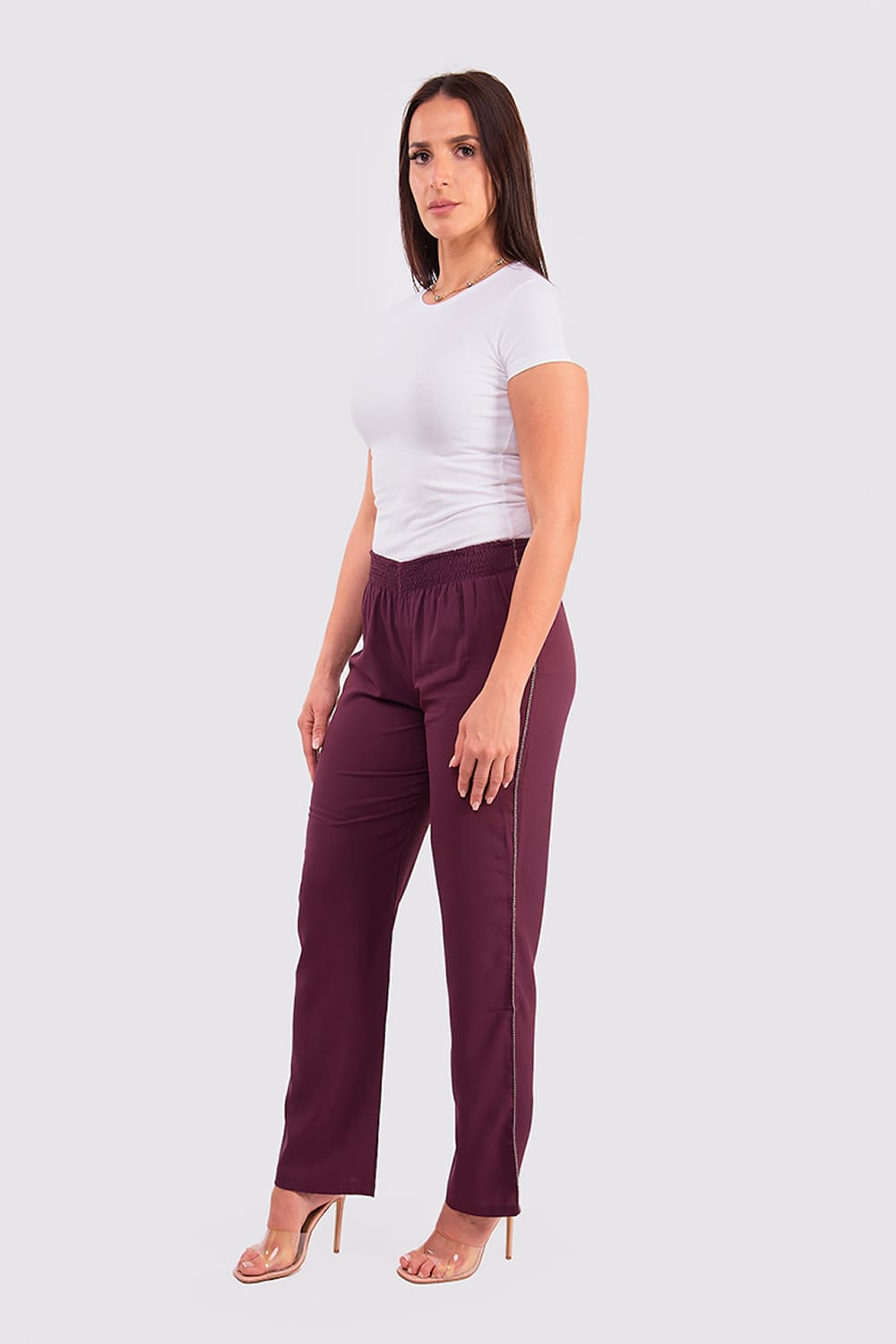 Ferial Women's Wide-Leg Trousers in Plum