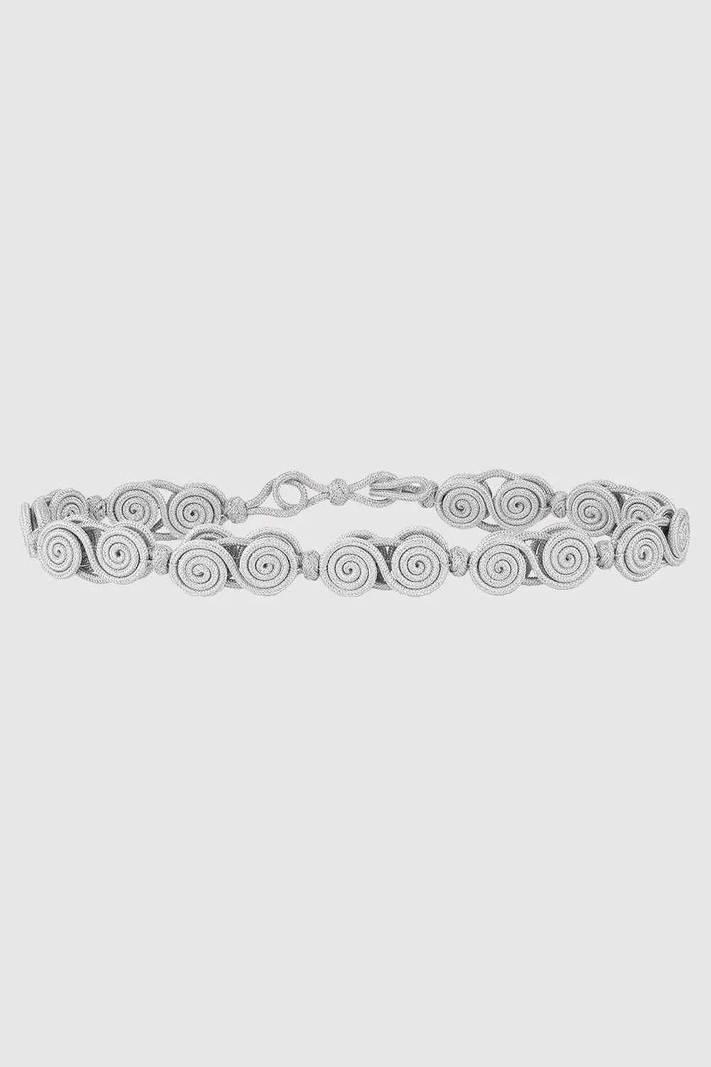 Rhina Metallic Spiral Braided Rope Waist Belt in Silver