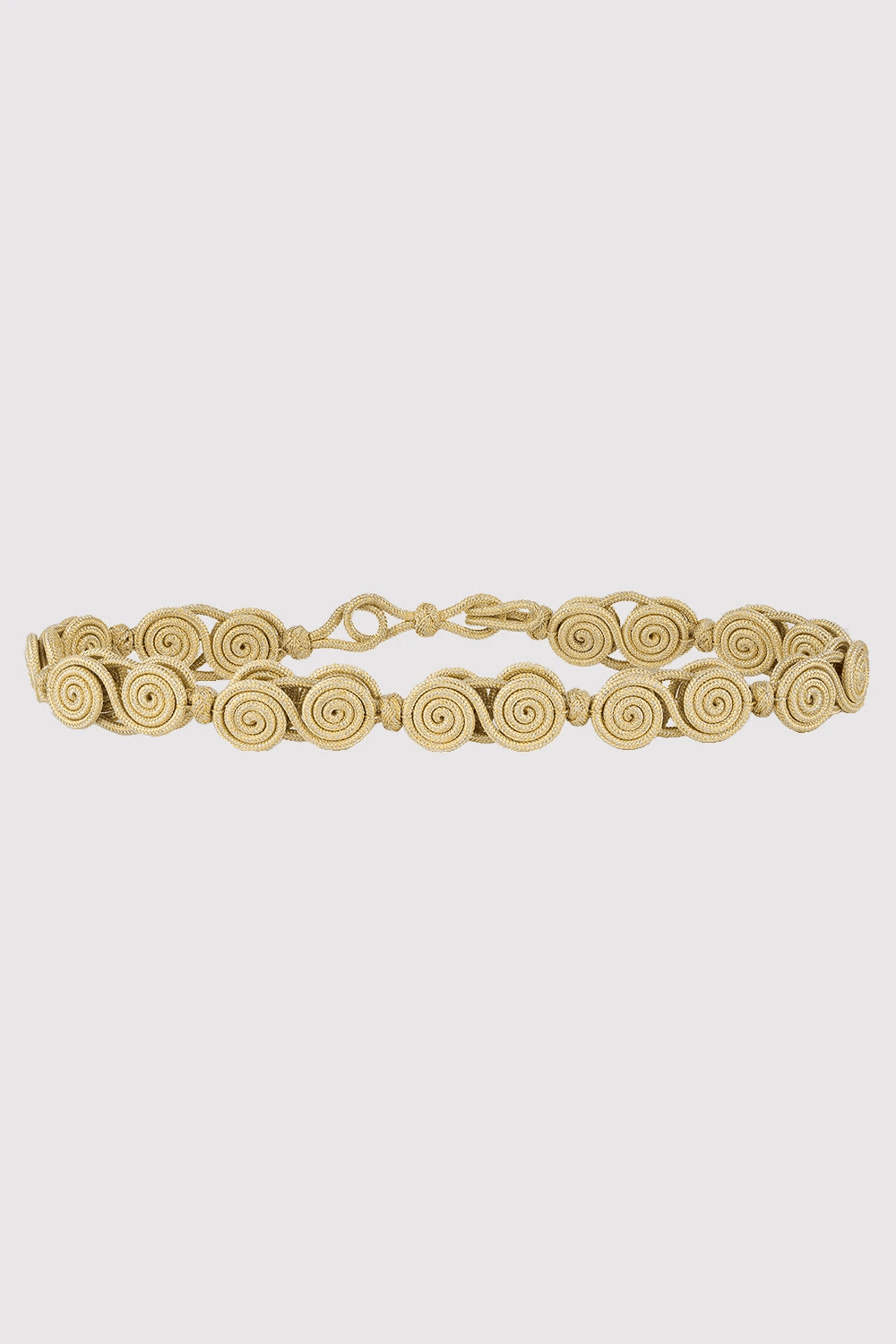 Rhina Metallic Spiral Braided Rope Waist Belt in Gold