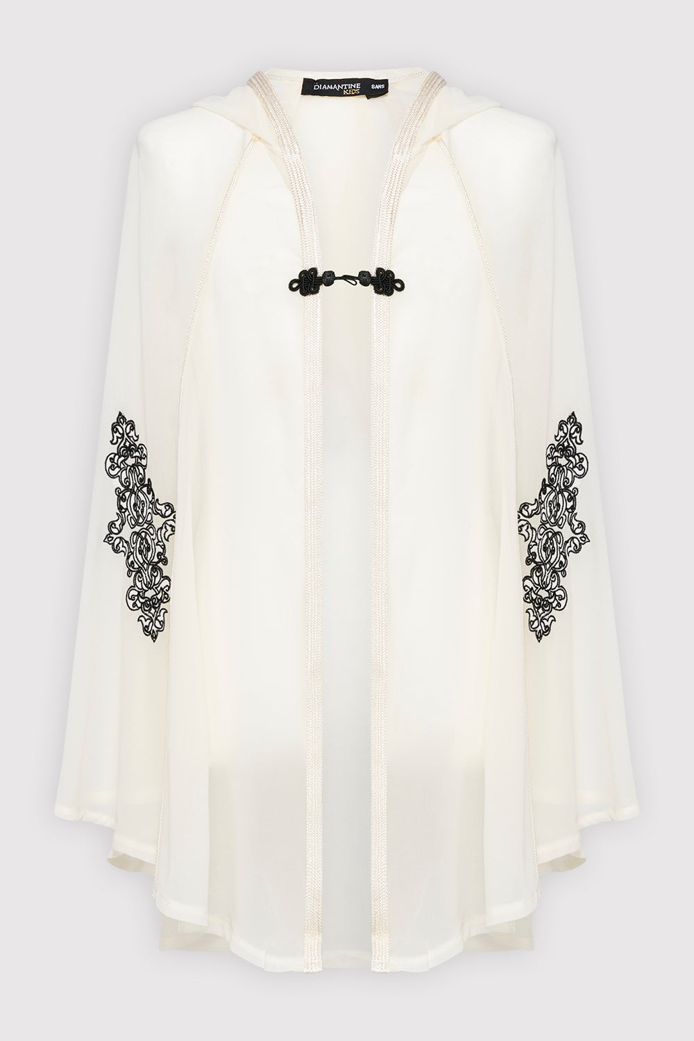 Razal Hooded Girl's Embroidered Lightweight Hooded Single Fasten Cape in White (2-12yrs)