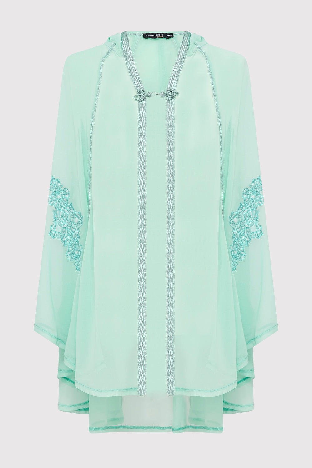 Razal Hooded Girl's Embroidered Lightweight Hooded Single Fasten Cape in Mint Green (2-12yrs)