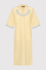 Djellaba Ayat Girl's Embroidered Cropped Sleeve Hooded Dress in Yellow (2-12yrs)