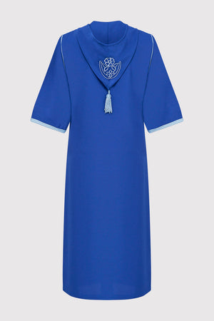 Djellaba Ayat Girl's Embroidered Cropped Sleeve Hooded Dress in Blue (2-12yrs)