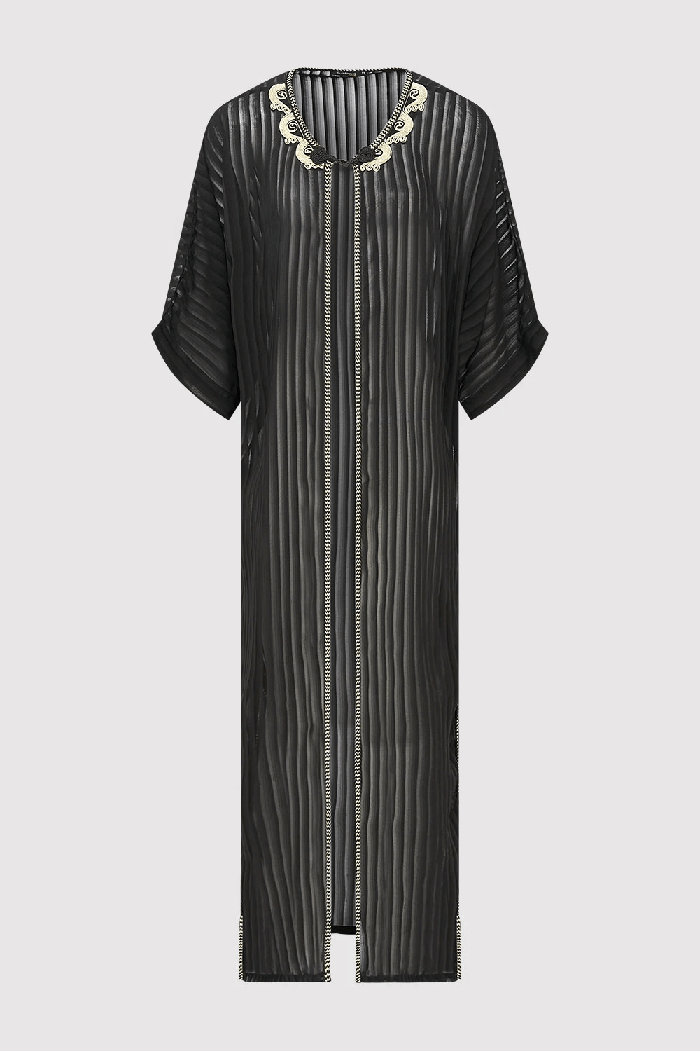 Selham Antonelle Short Sleeve Kimono Cape Duster Jacket with Single Fasten in Black