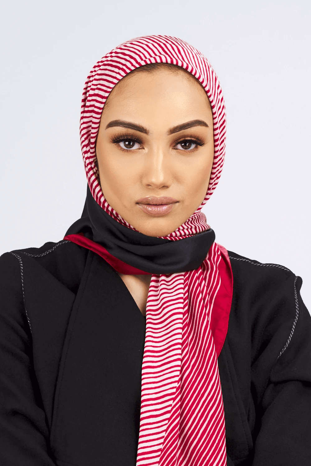 Silk Satin Scarf in Black & Red Print