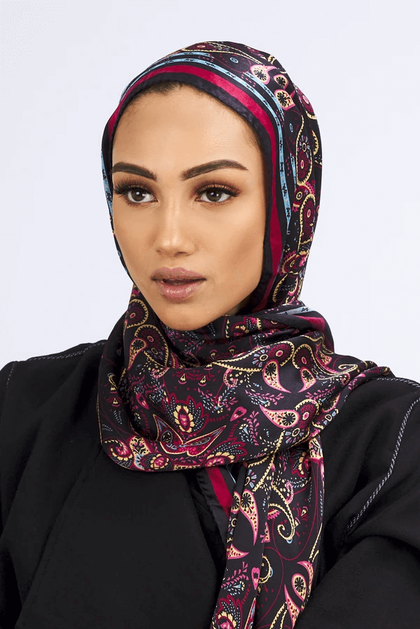 Silk Satin Scarf in Multi Floral Print