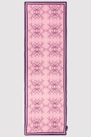 Silk Satin Scarf in Pink & Purple Floral Print