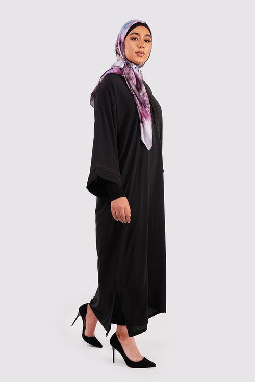 Djellaba Rehab Long Sleeve Hooded Long Maxi Dress Kaftan Abaya in Black
