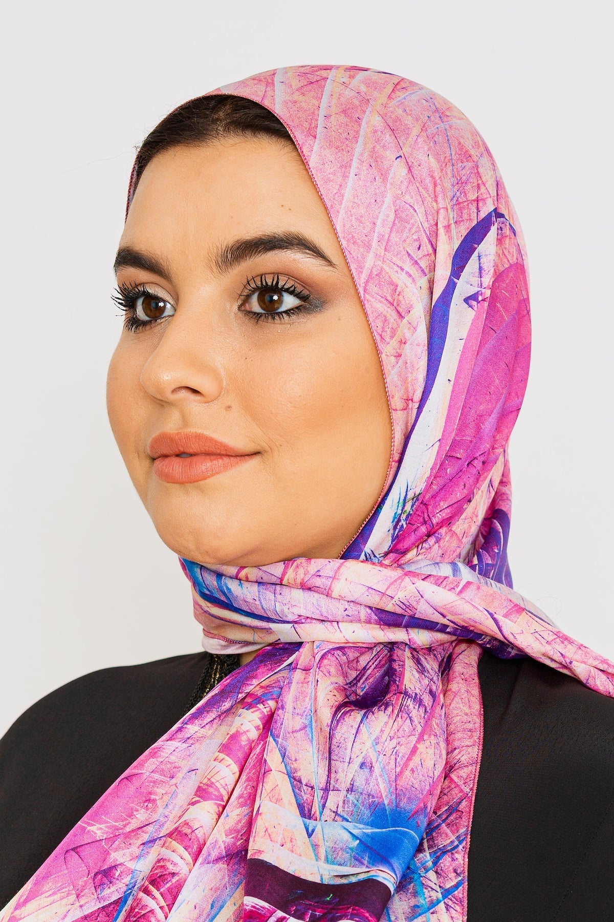 Women's Lightweight Head Scarf in Mixed Neon Pink Print
