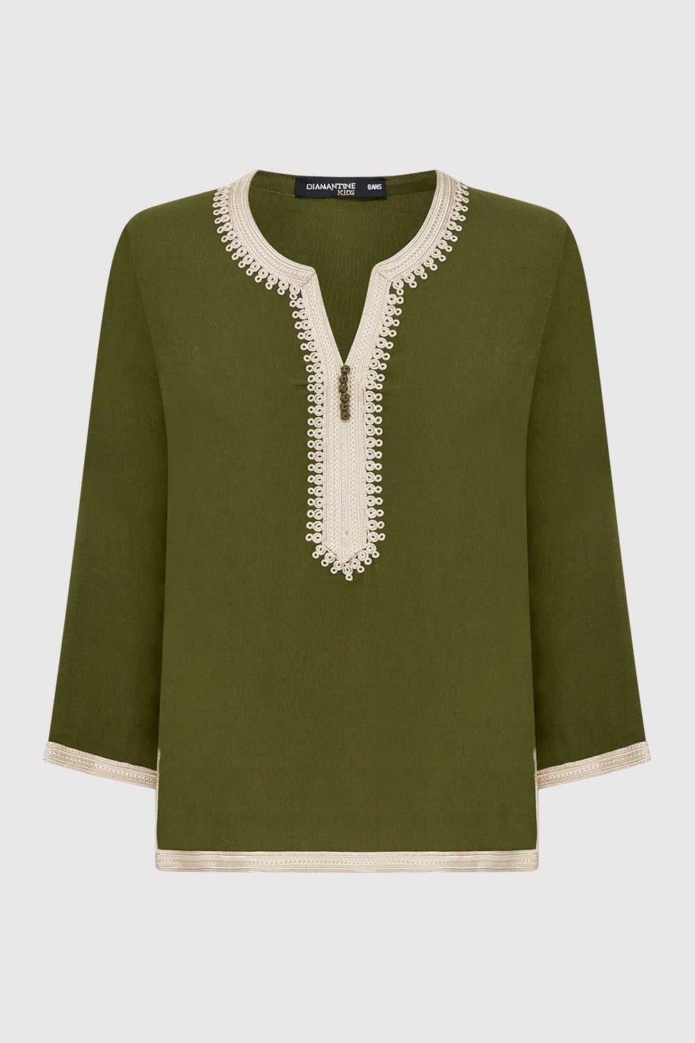 Jabador Ghassan Embroidered Boy's Tunic Top and Trousers Co-Ord Set in Dark Green