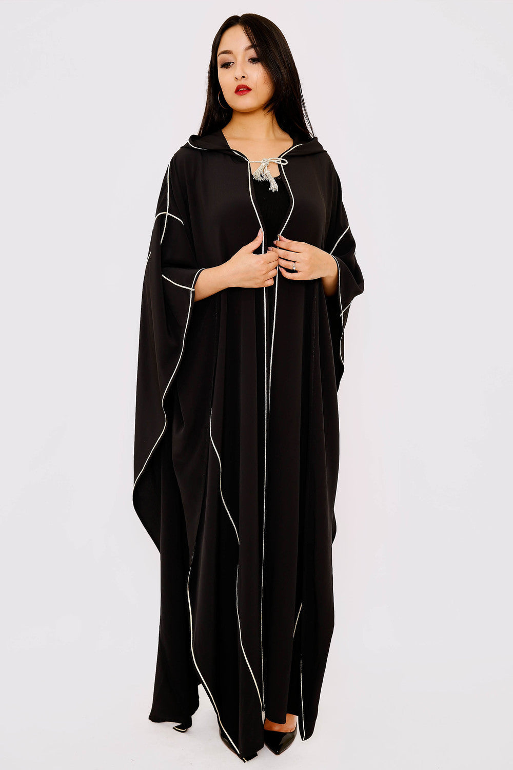 Selham Dina Full-Length Hooded Traditional Cape in Black