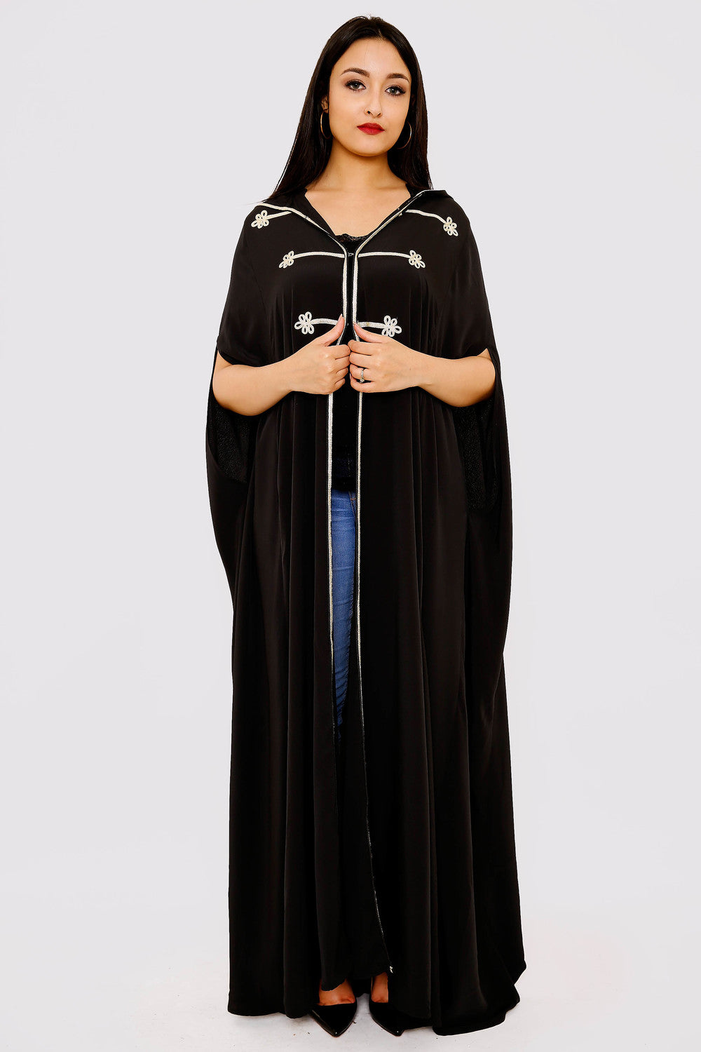 Selham Princesse Full-Length Hooded Traditional Cape in Black