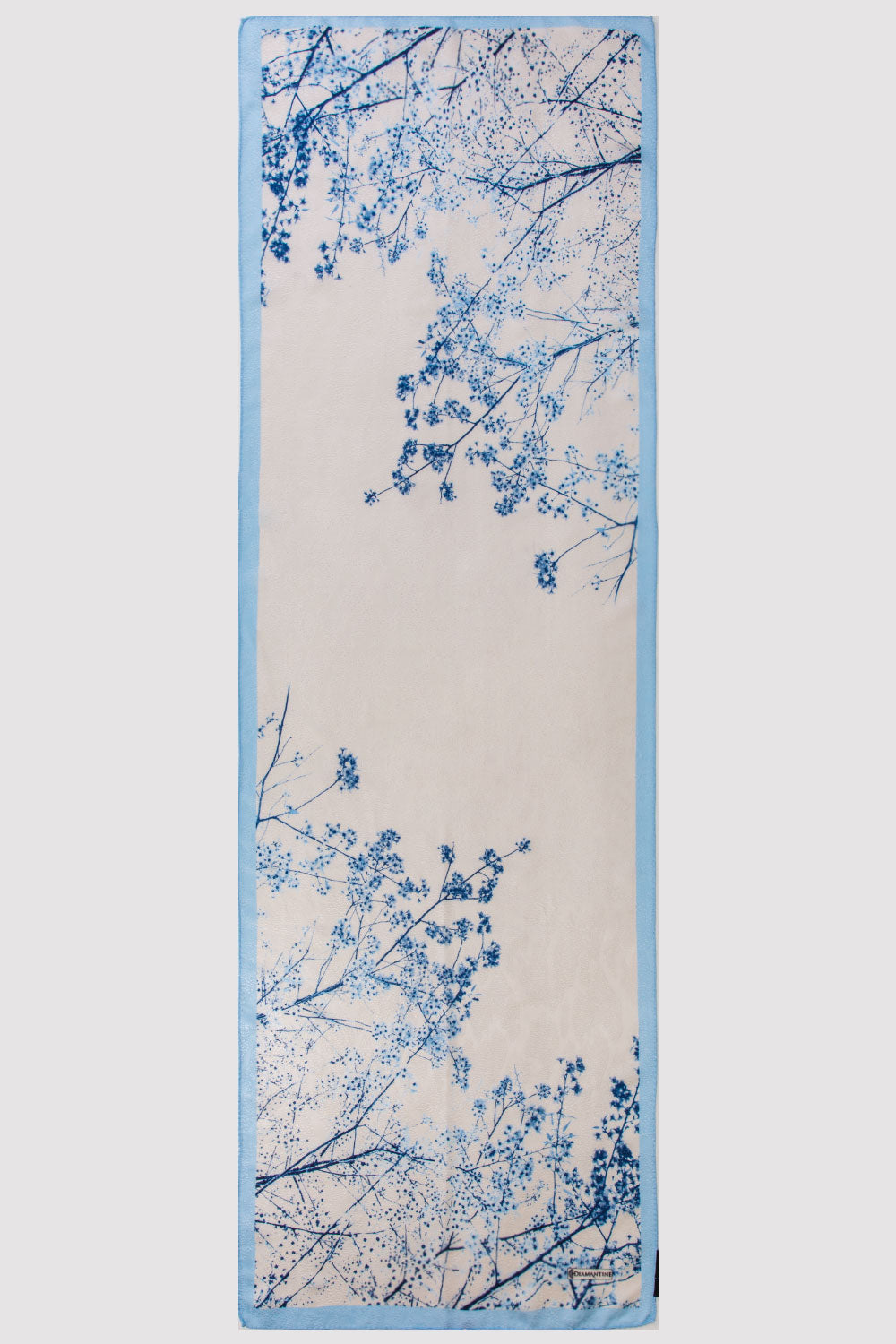 Premium Crepe Scarf in White & Blue