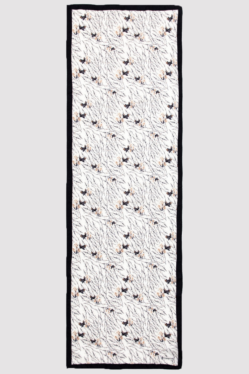 Premium Crepe Scarf in Black & Beige Print