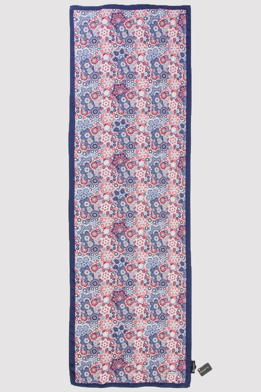 Premium Crepe Scarf in Blue & Red