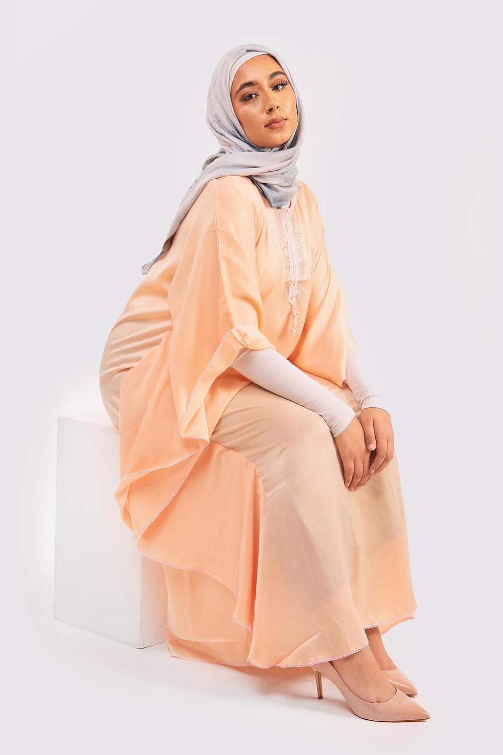 Kaftan Cherine Satin Dress in Salmon