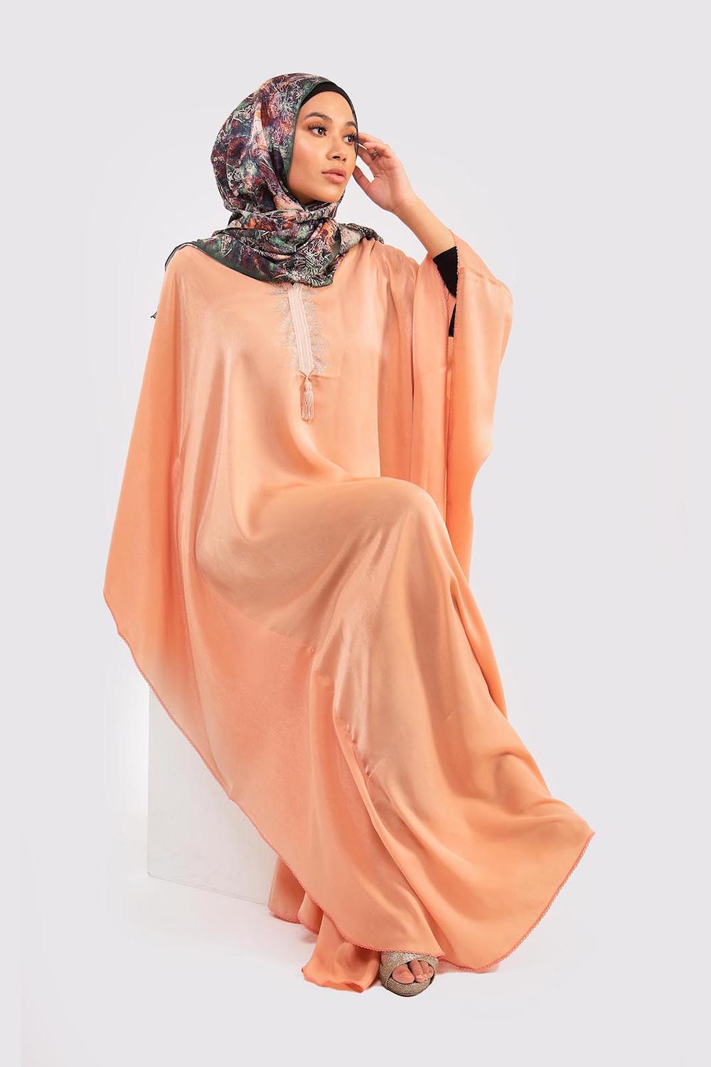 Kaftan Cherine Satin Dress in Beige