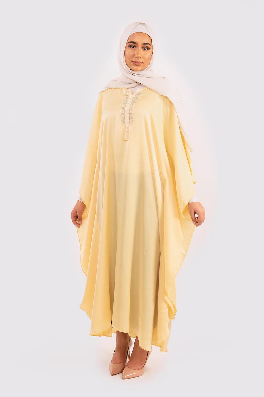 Kaftan Cherine Satin Dress in Yellow