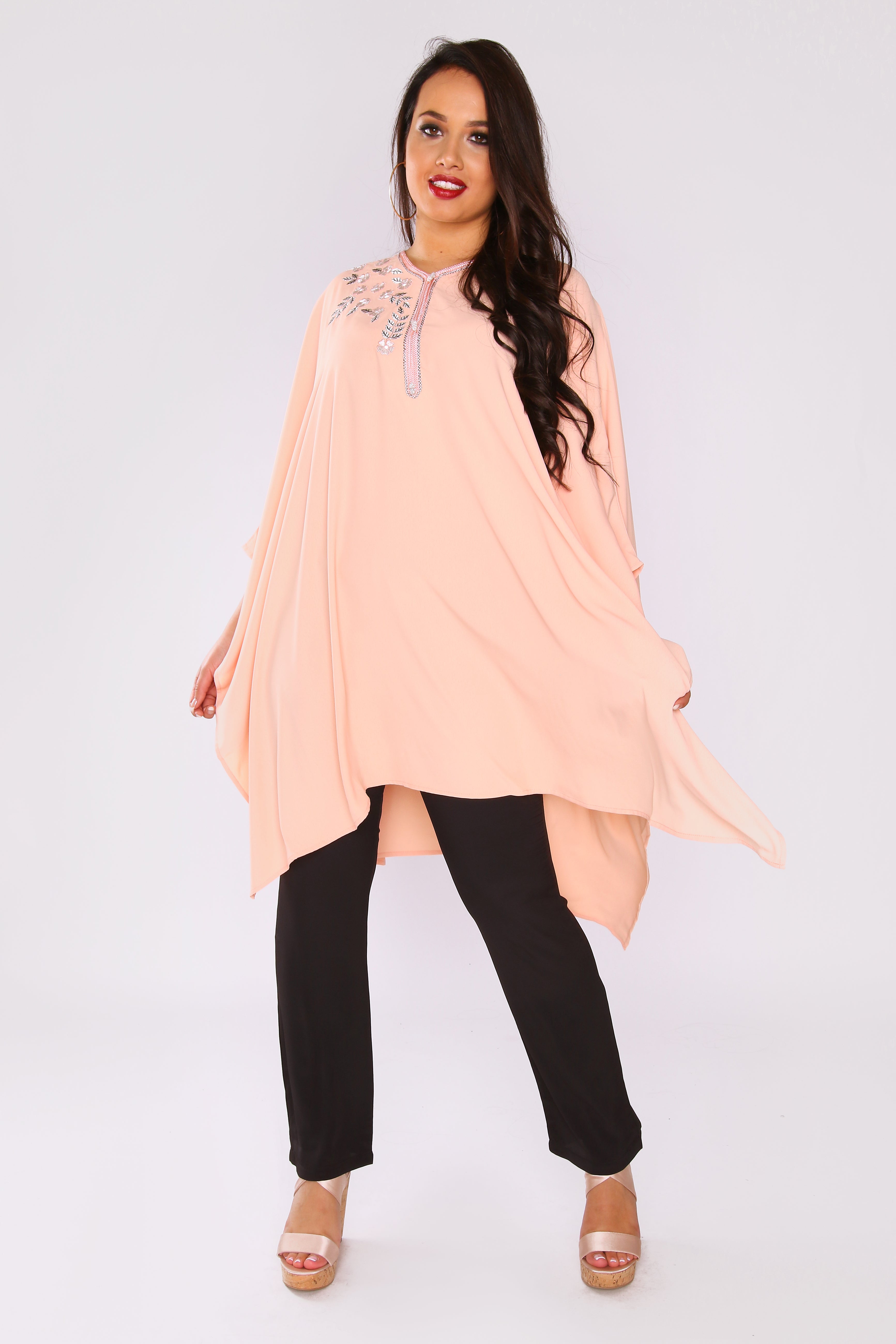 Shifra Women's Longline Top & Trouser Two-Piece Co-Ord Set in Salmon