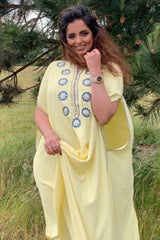 Kaftan Fenna Split Sleeve Tunic Loose Maxi Dress Gandoura in Yellow