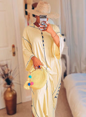 Djellaba Ouleia Hooded Contrast Maxi Dress Kaftan in Yellow