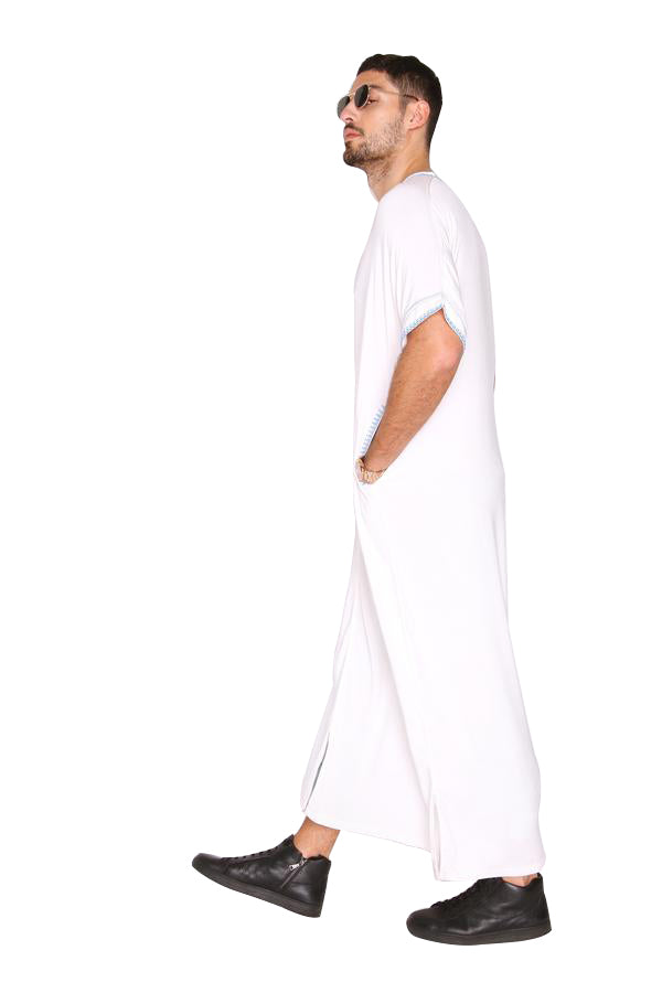 Gandoura Sevilla Men's Long Robe in Ecru White