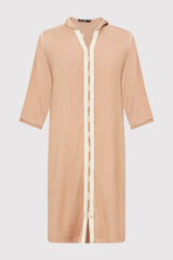 Djellaba Jad Boy's Hooded Long Sleeve Full-Length Robe Thobe in Beige (2-12yrs)