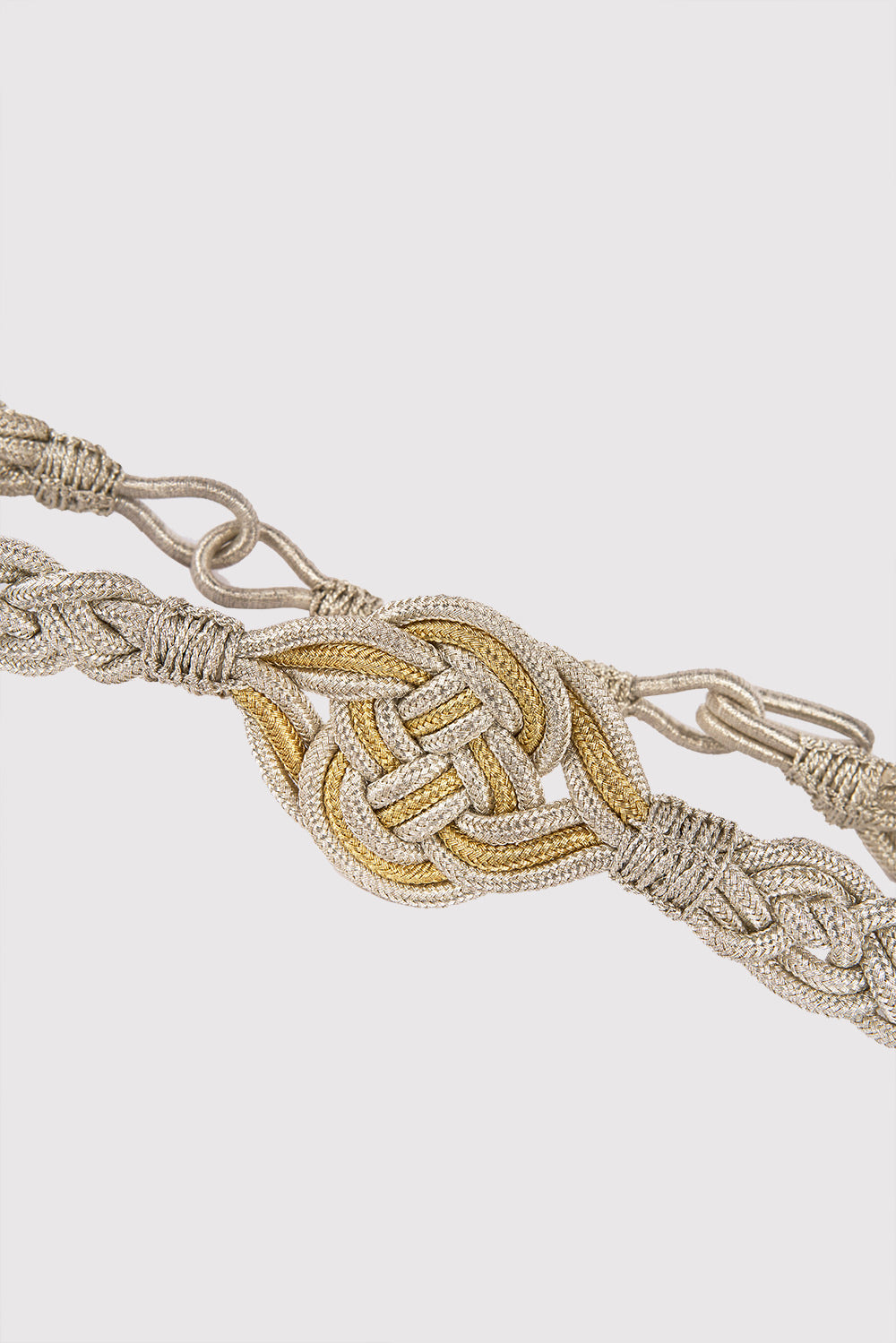 Rania Metallic Braided Rope Waist Belt in Silver
