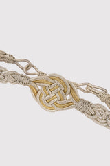 Rania Metallic Braided Rope Waist Belt in Silver