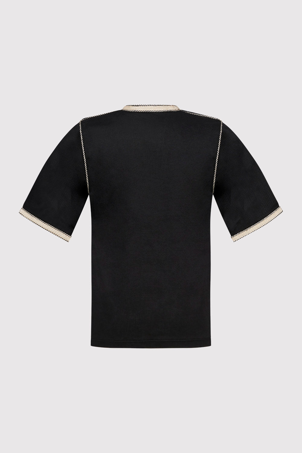 Bilal Boy's Cropped Sleeve Contrast Trim Tunic Top in Black (2-12yrs)