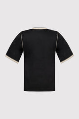 Bilal Boy's Cropped Sleeve Contrast Trim Tunic Top in Black (2-12yrs)