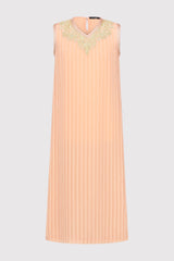 Kaftan Naghma Girl's Sleeveless V-Neck Ribbed Long Dress in Coral (2-12yrs)