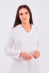 Pointy Women's Hooded Djellaba Maxi Dress Kaftan in White