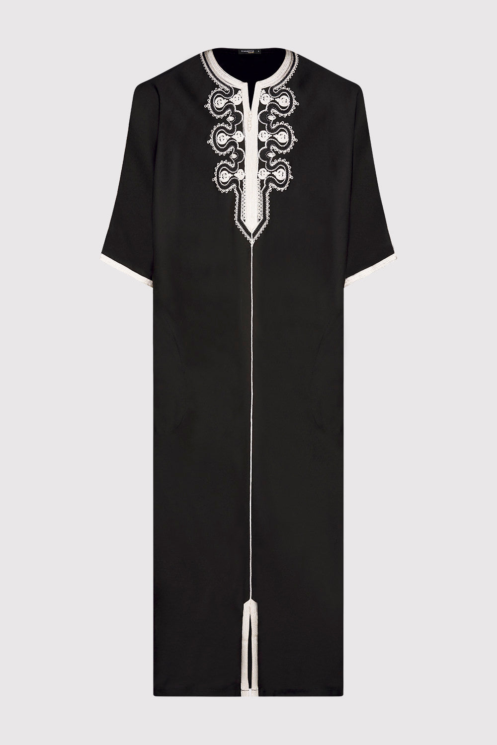 Gandoura Ihab Short Sleeve Embroidered Men's Long Robe Thobe in Black