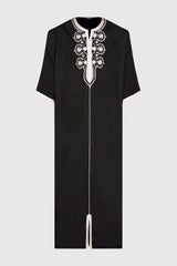 Gandoura Ihab Short Sleeve Embroidered Men's Long Robe Thobe in Black