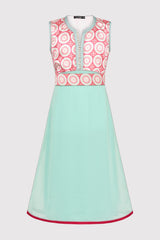 Kaftan Afsana Girl's Occasion Wear Party Dress and Waist Belt in Green and Salmon (2-12yrs)