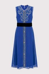 Kaftan Aryame Girl's Sleeveless Occasion Wear Party Dress and Waist Belt in Blue (2-12yrs)