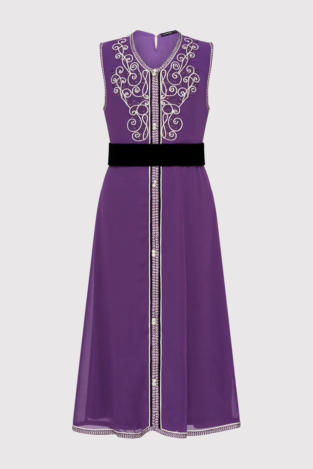 Kaftan Aryame Girl's Sleeveless Occasion Wear Party Dress and Waist Belt in Purple (2-12yrs)