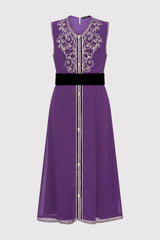 Kaftan Aryame Girl's Sleeveless Occasion Wear Party Dress and Waist Belt in Purple (2-12yrs)