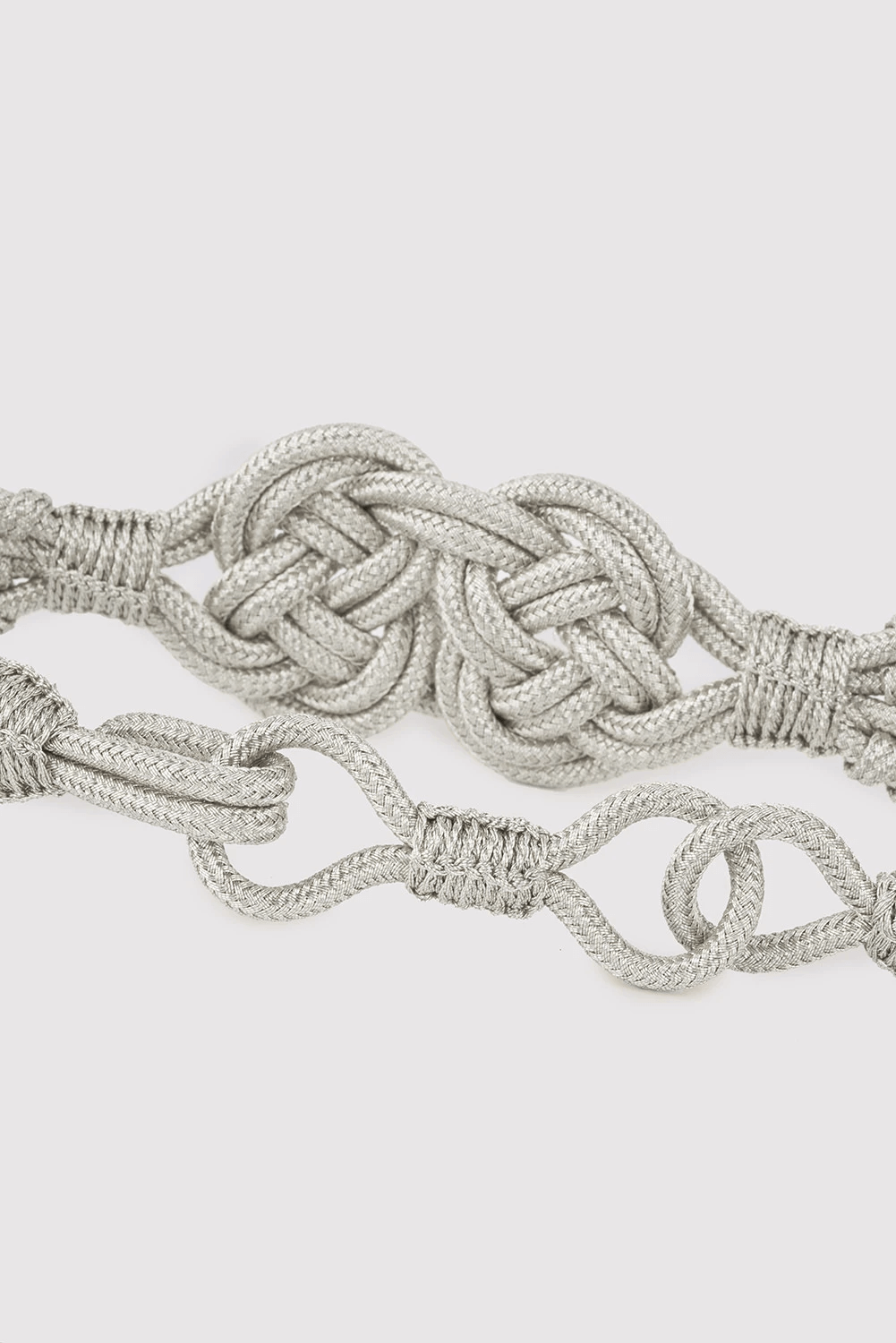 Bassant Metallic Braided Rope Waist Belt in Silver