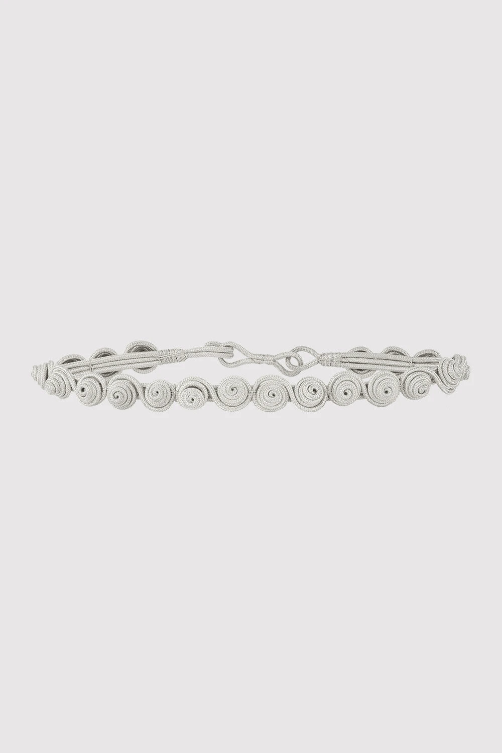 Maysa Metallic Spiral Braided Rope Waist Belt in Silver