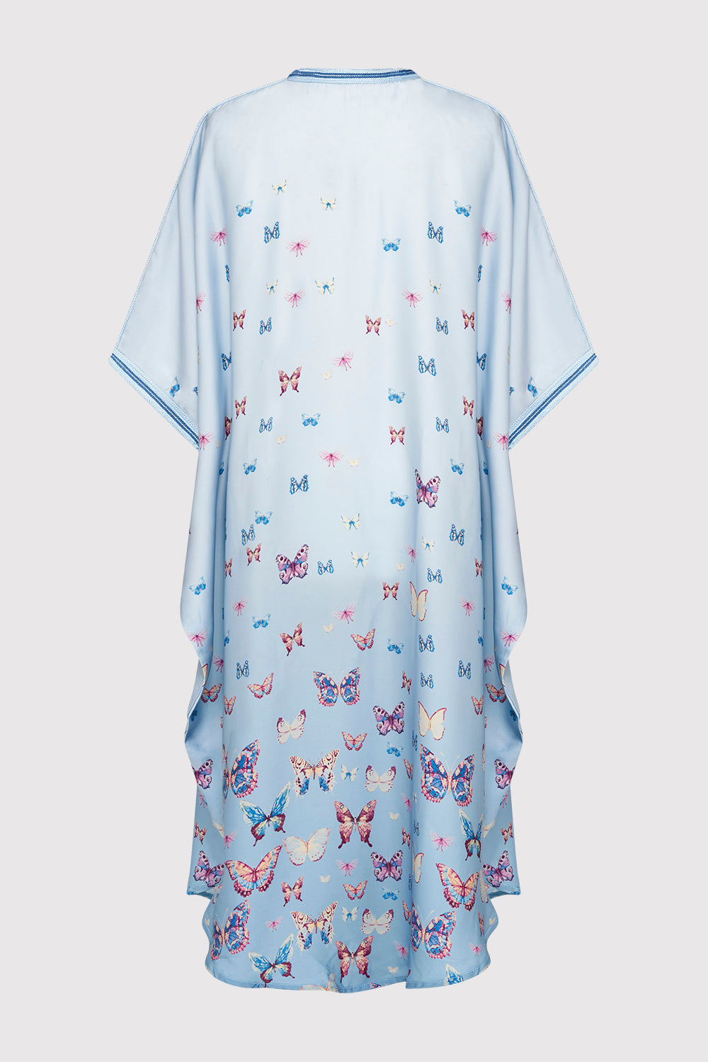 Gandoura Dara Girl's Short Sleeve Collarless Butterfly Print Maxi Dress in Sky Blue (2-12yrs)